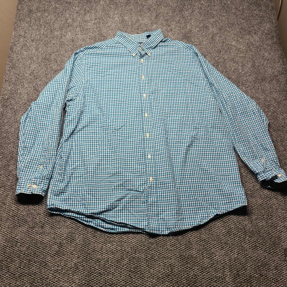 RoundTree Yorke Men's Blue Plaid Button Down Long Sleeve Shirt 3XT